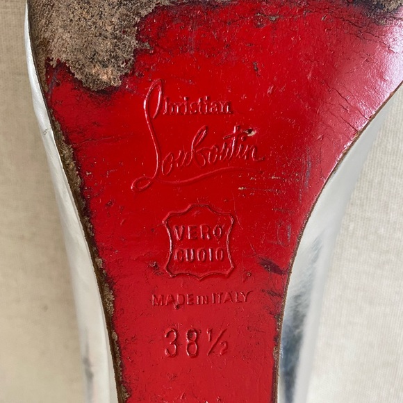 Louboutin Silver Wedge Heels IT 38.5 or US 8 - Picture 7 of 10